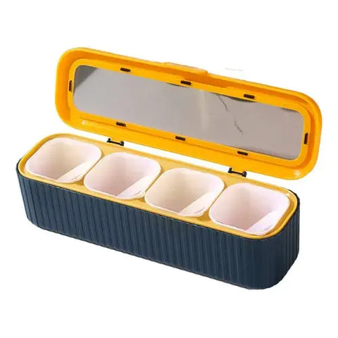 4 Compartment Spice Storage Box with Lid and Spoons Modern Kitchen Seasoning Organizer (Copy)